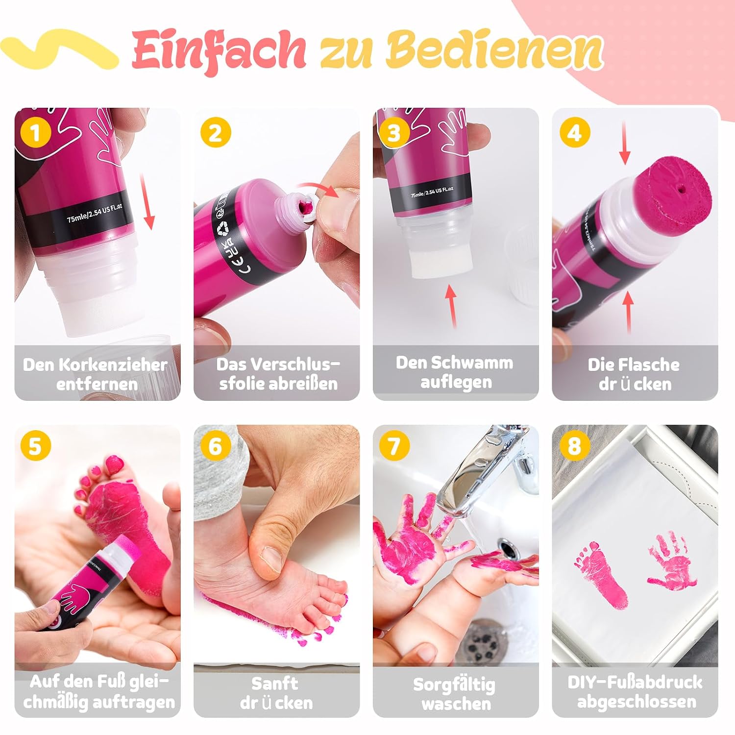 Thumbnail 3 de Taricor Baby Fußabdruck Farbe Rosa 75ml