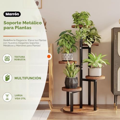 Thumbnail 1 de Bamworld — Soporte para plantas de madera de 5 niveles (escala para flores) para interior y exterior