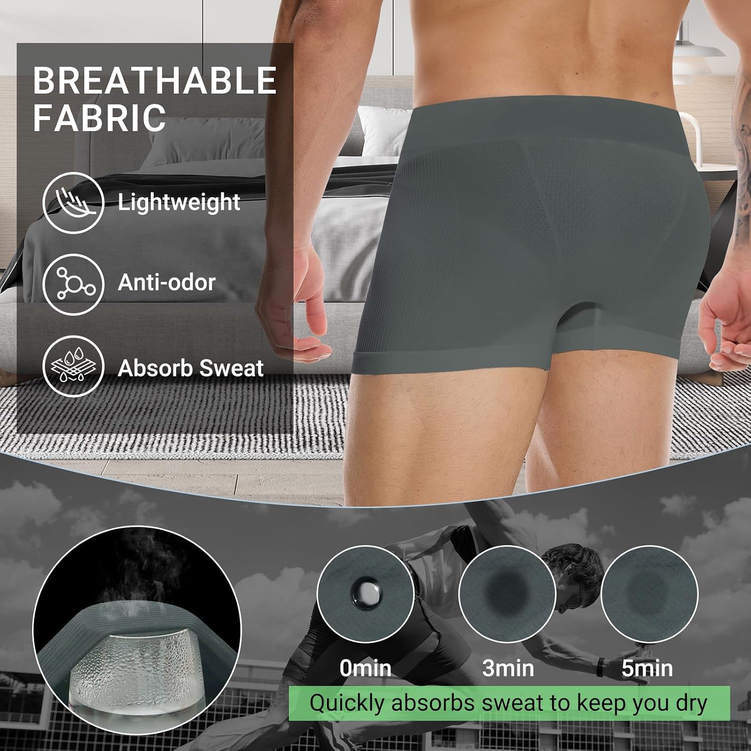 Detalle de MEETYOO Leggings Uomo: Calzamaglie sportive senza cuciture per sport e comfort quotidiano