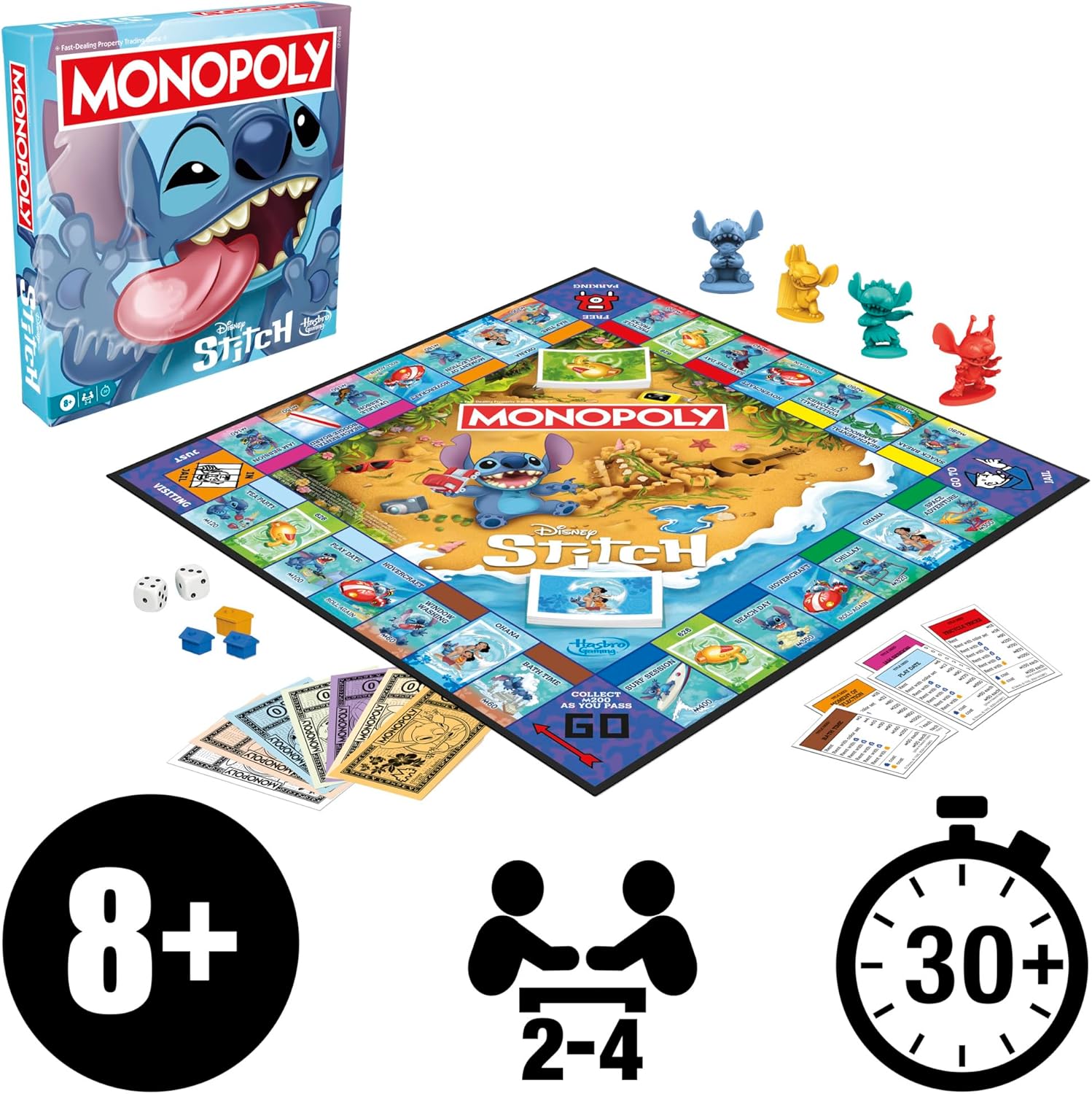 Thumbnail 1 de Monopoly: Disney Stitch Board Game – Family property-trading game for 2–6 players (Stitch-themed tokens & locations)