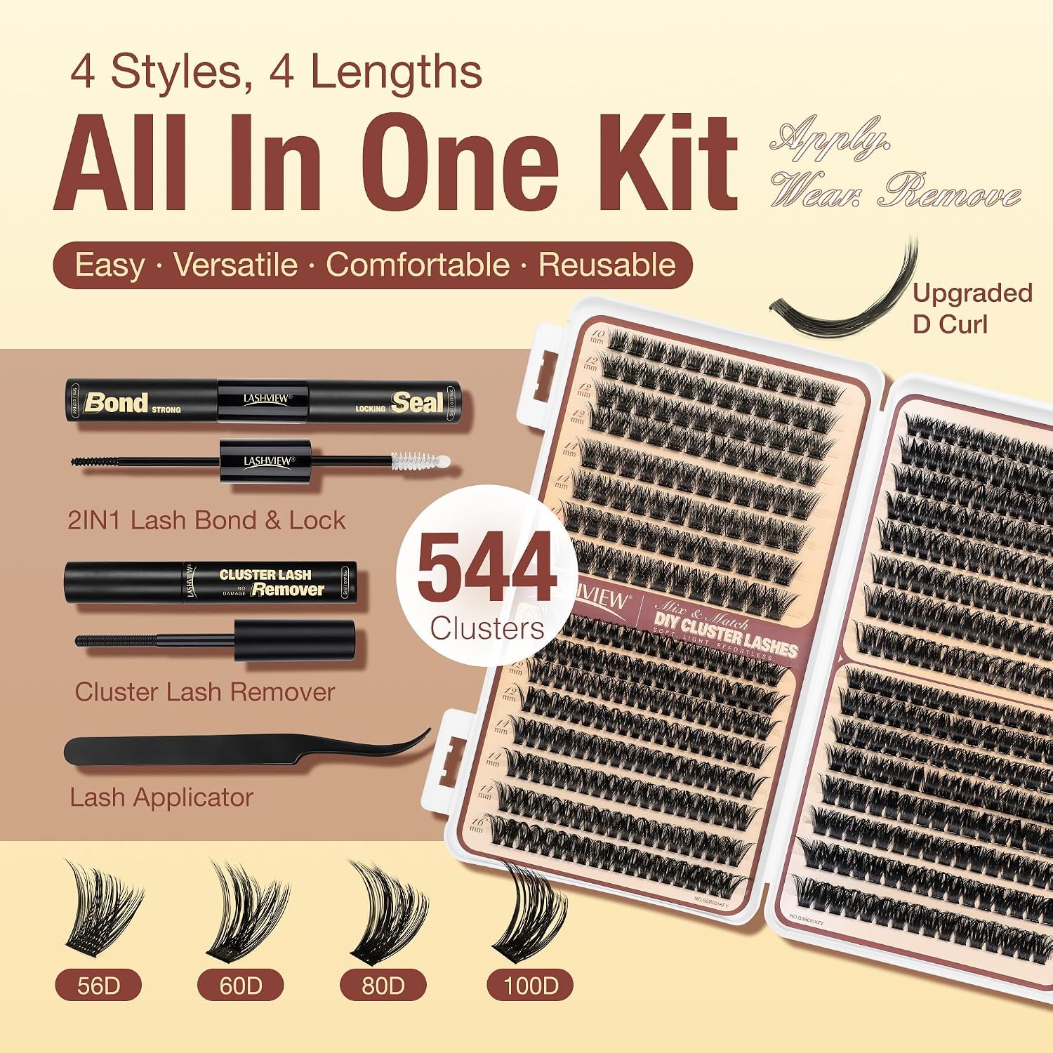 Detalle de Lashview cluster lash kit, 10–16 mm