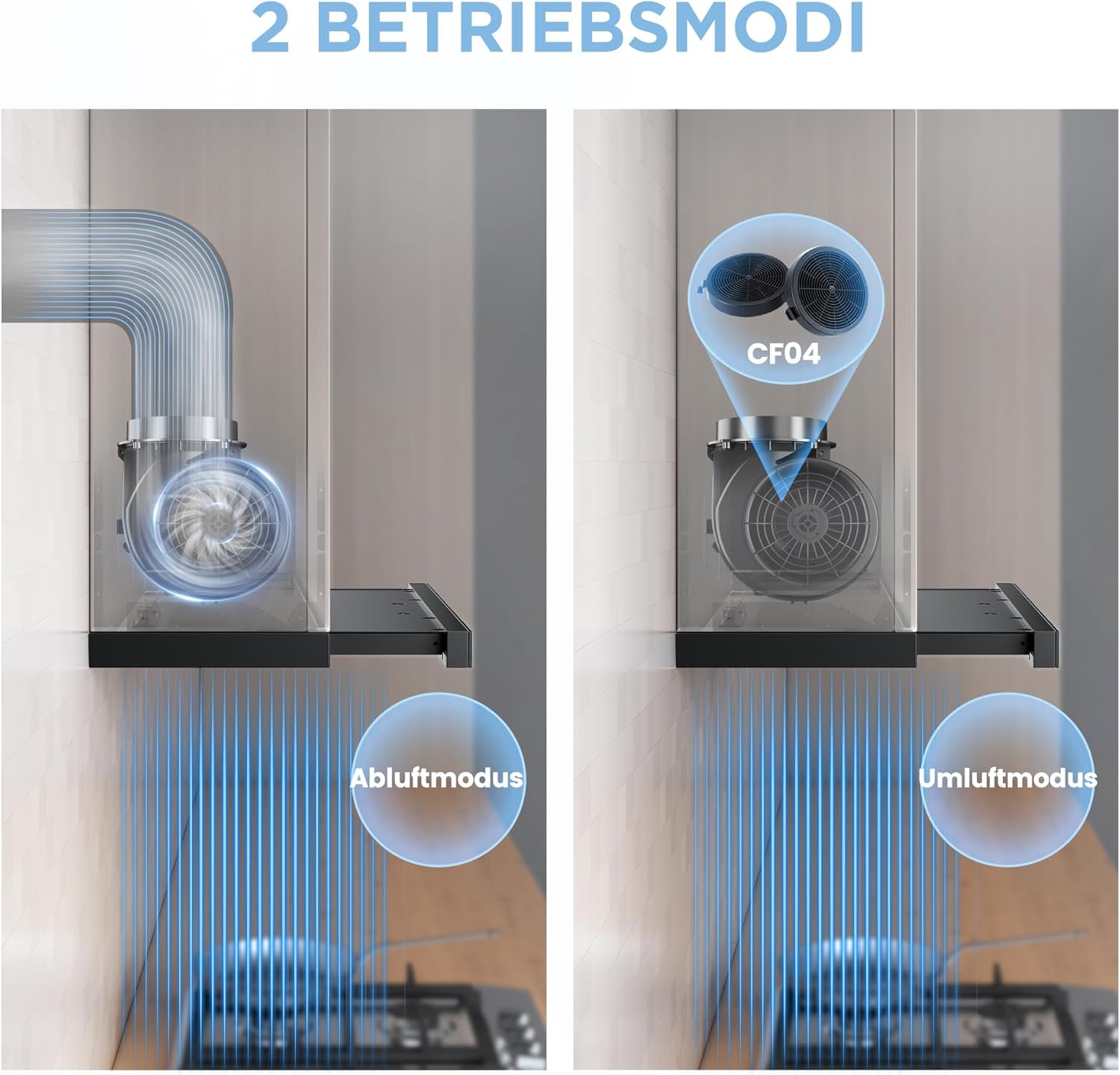 Thumbnail 3 de COMFEE' CHL03M21B Flachschirmhaube für 60 cm Unterbau mit Umluft, 400 m³/h