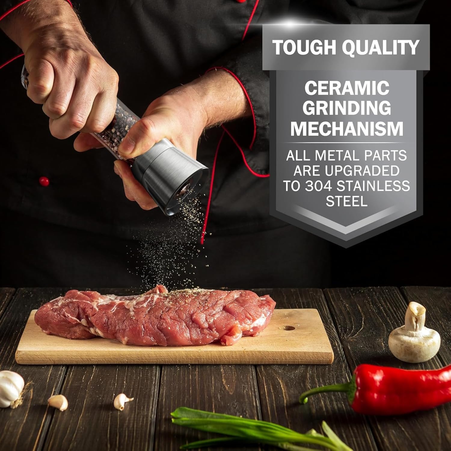 Thumbnail 6 de Home EC Premium Stainless Steel Salt & Pepper Grinder Set