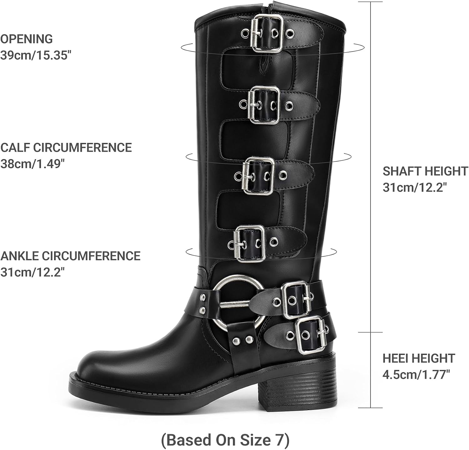 Detalle de DREAM PAIRS Women's Knee High Riding Boots with Side Zip