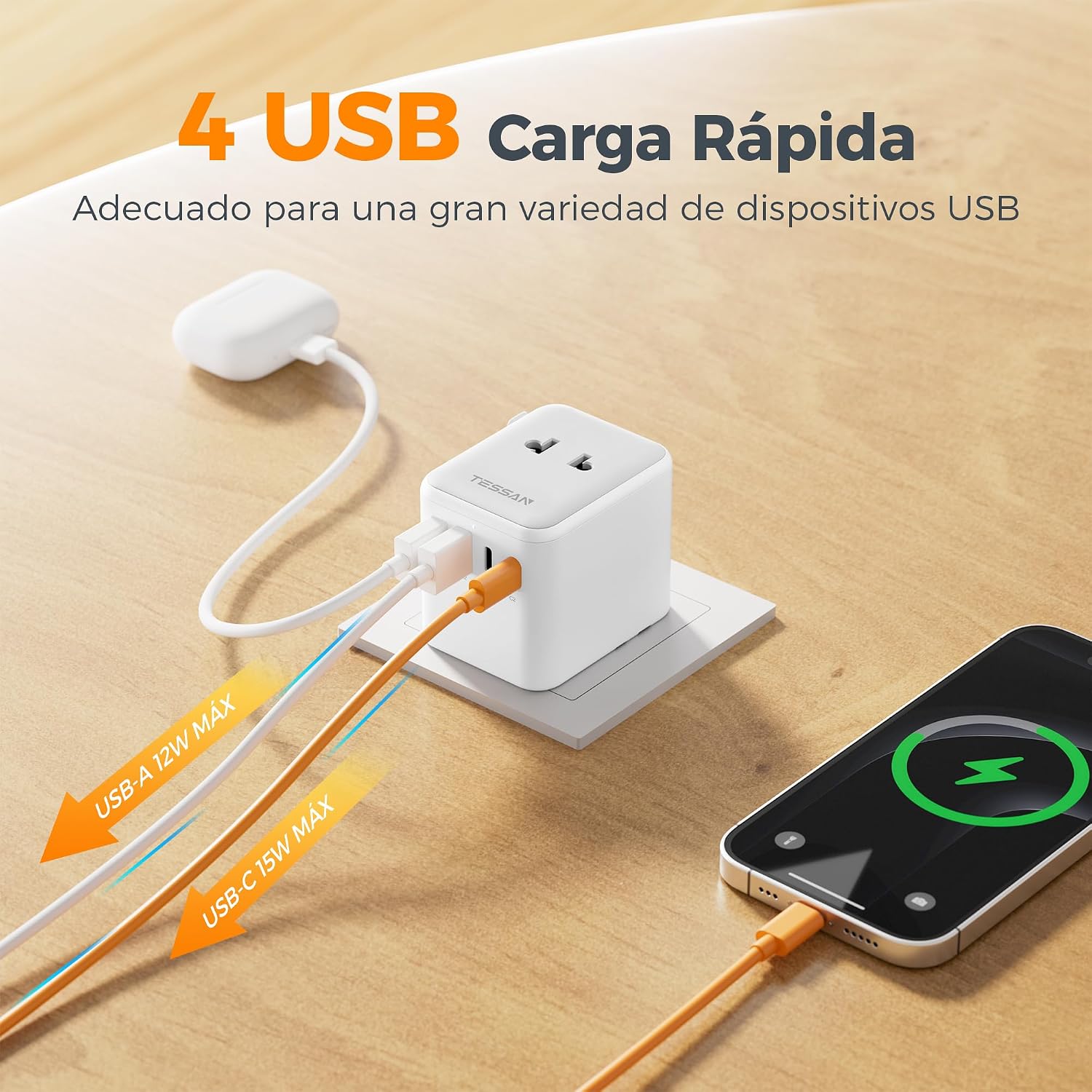 Thumbnail 2 de TESSAN Adaptador Enchufe Universal 2500W 🔌