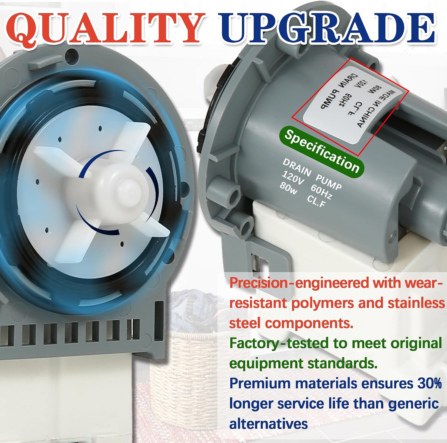 Detalle de Bakaoof DC31-00187A Washer Drain Pump Motor, 120V, 80W