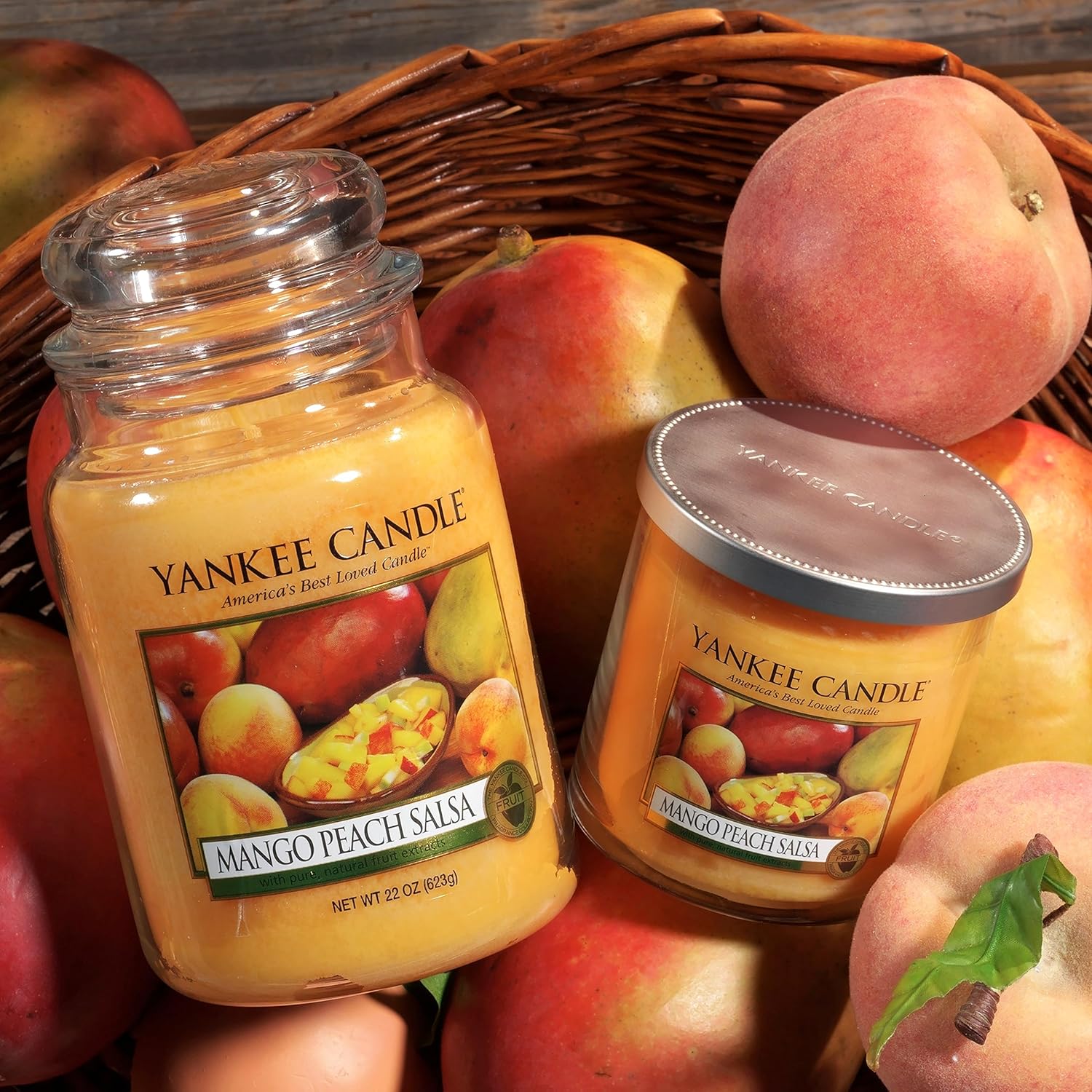 Detalle 2 de Yankee Candle Candela profumata Mango‑Pesca 150 ore 🕯