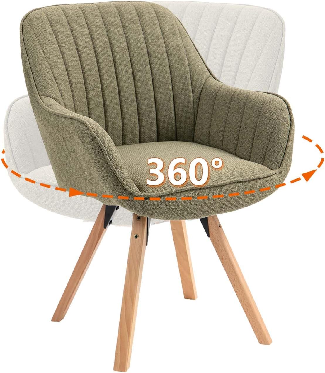 Thumbnail 5 de MEUBLE COSY sedia girevole 360° imbottita con schienale e braccioli in tessuto verde
