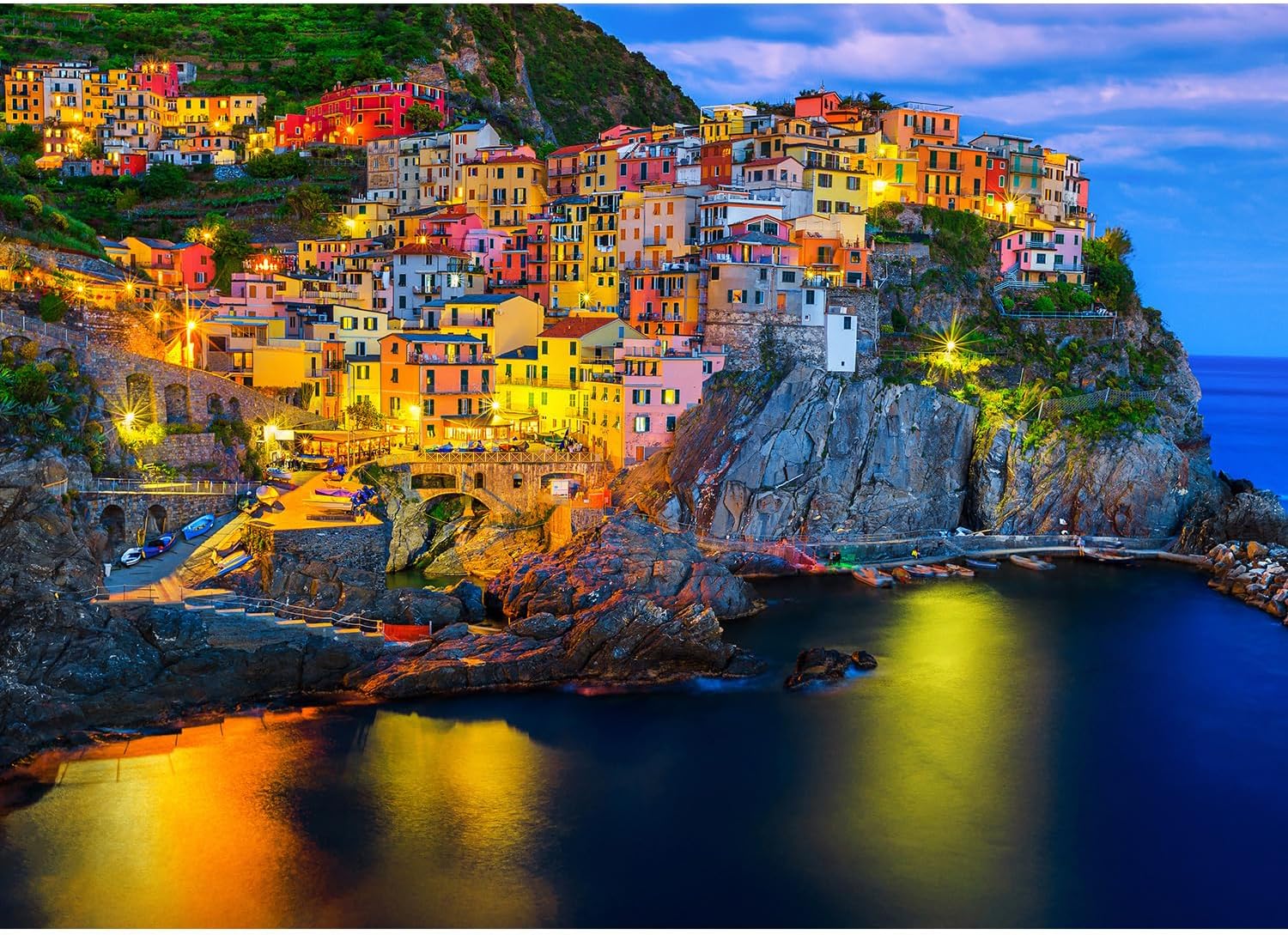 Detalle de HUADADA 1000-Piece Jigsaw Puzzle: Cinque Terre at Night