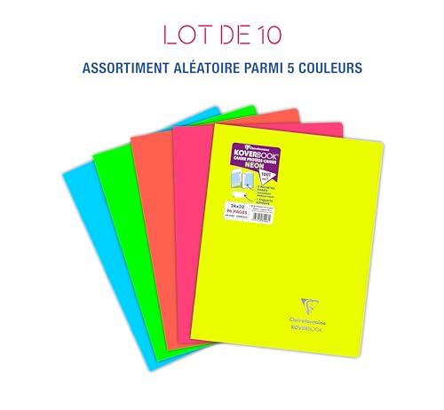 Thumbnail 1 de Clairefontaine 981423Cpack Lot de 10 Cahiers Agrafés Koverbook Neon - 24x32