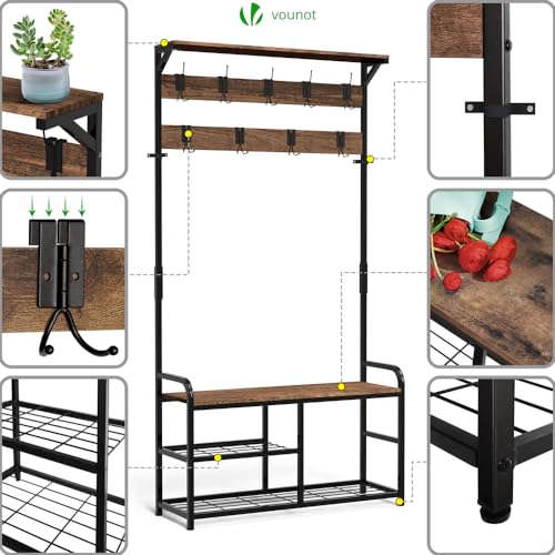 Thumbnail 4 de VOUNOT Perchero de Pie con Zapatero y Banco — 185x85x33 cm, estilo industrial