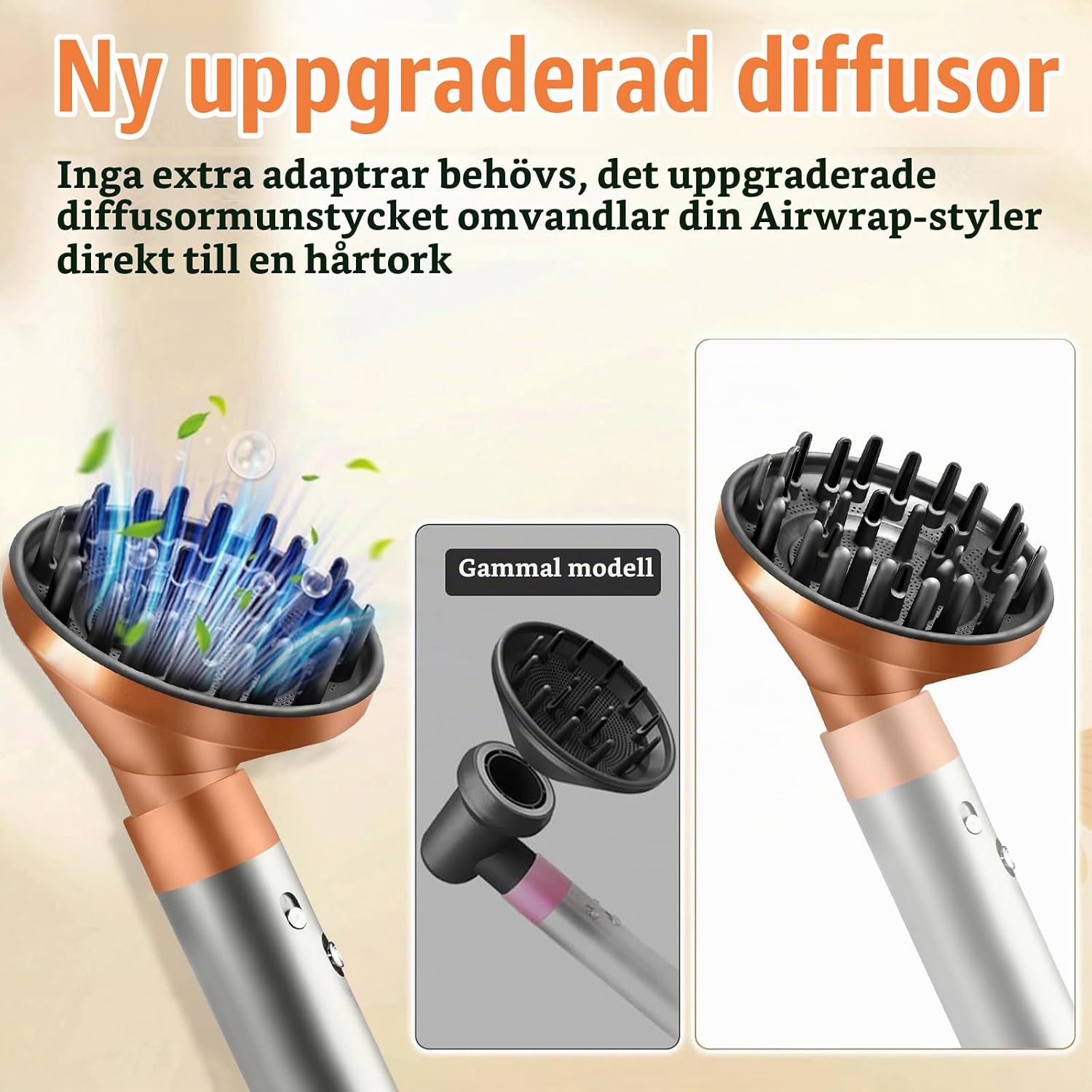 Detalle de Chuancheng diffusorfäste för Dyson Airwrap, uppgraderat i guld