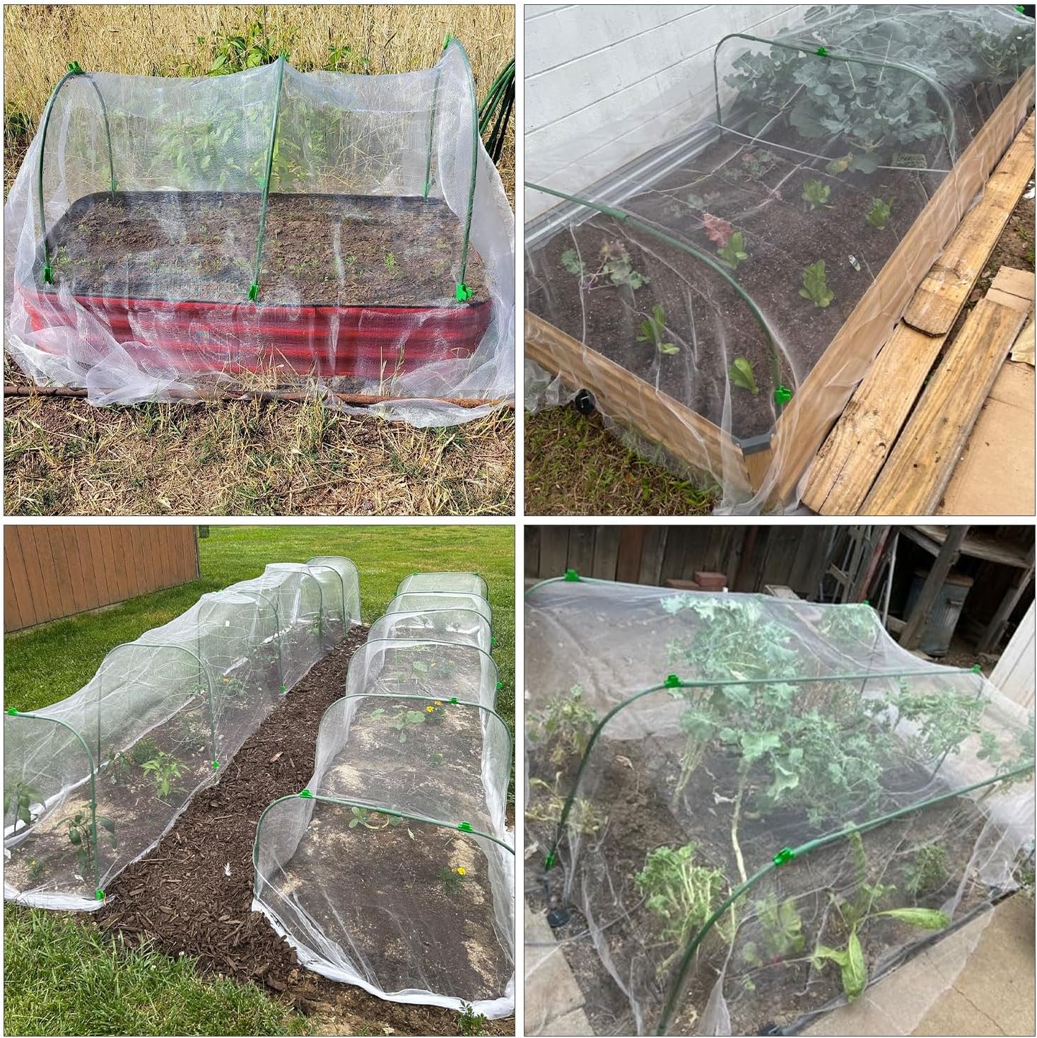 Thumbnail 4 de Homvvi 6 Pack Greenhouse Plant Hoops with Garden Netting — Rust-free 3x6m Grow Tunnel Kit