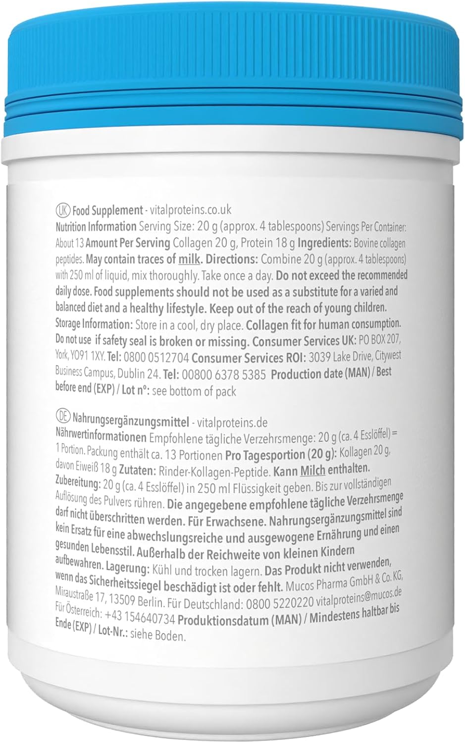 Detalle 2 de Vital Proteins Collagen Peptides 264 g – reine Kollagen-Peptide (Typ 1 & 3), geschmacksneutral