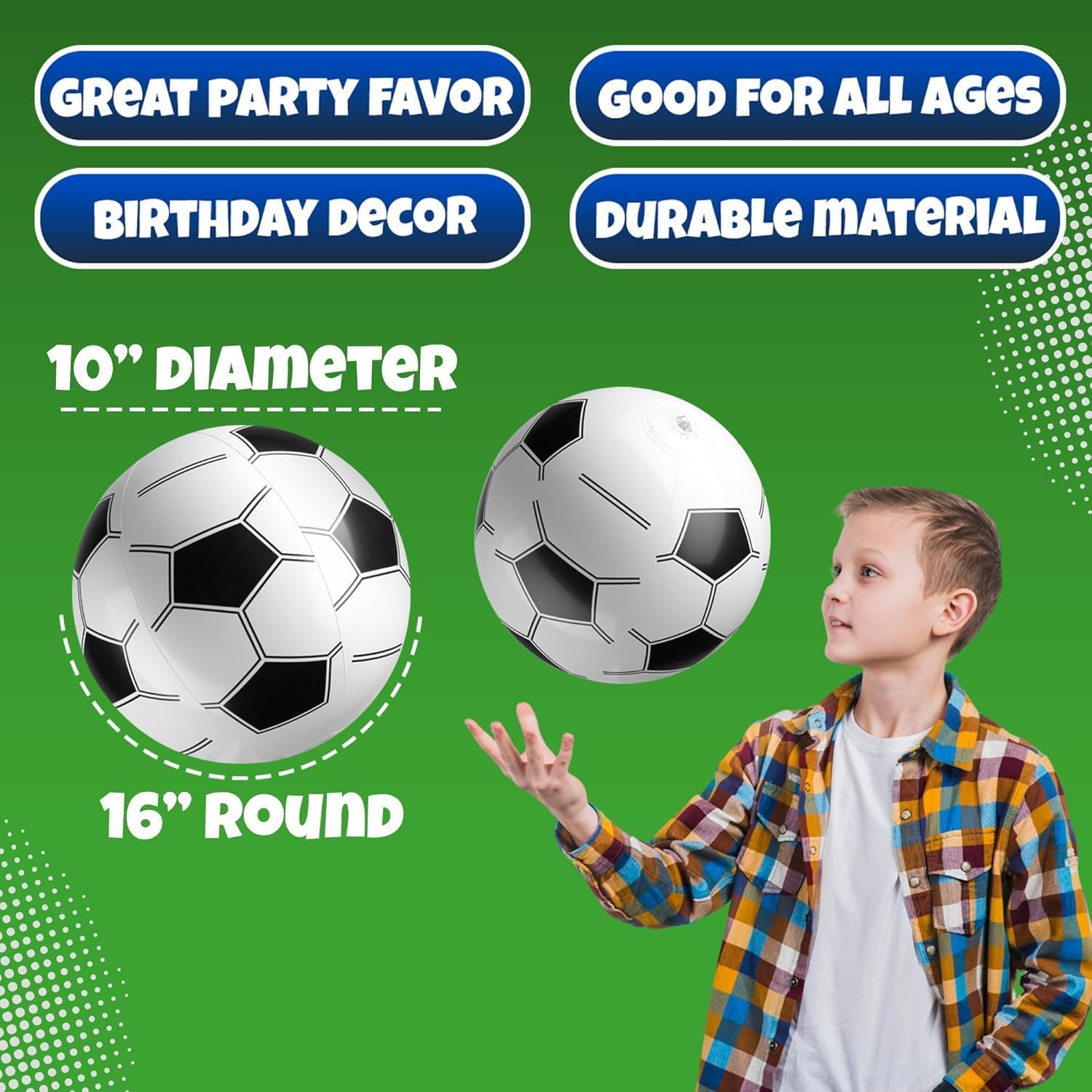 Thumbnail 6 de Bedwina Inflatable Soccer Balls (Pack of 12) 16-inch Beach Balls for Pool Toys & Party Favors