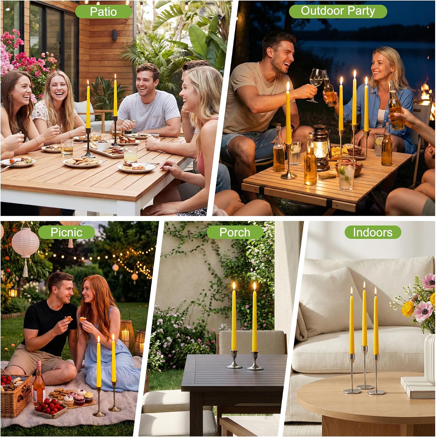 Thumbnail 5 de 12 Bougies Citronnelle en Cire de Soja – Pack 12, durée de combustion indiquée jusqu'à 96 h (8 h par bougie), parfaites pour terrasses et mariages