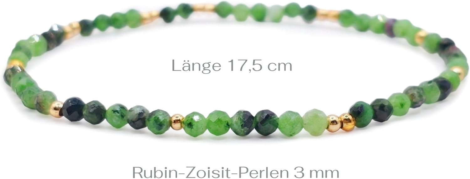 Detalle de bySantana Zierliches Naturstein-Armband – Farbige 4mm facettierte Edelsteinperlen, elastisch 17,5 cm