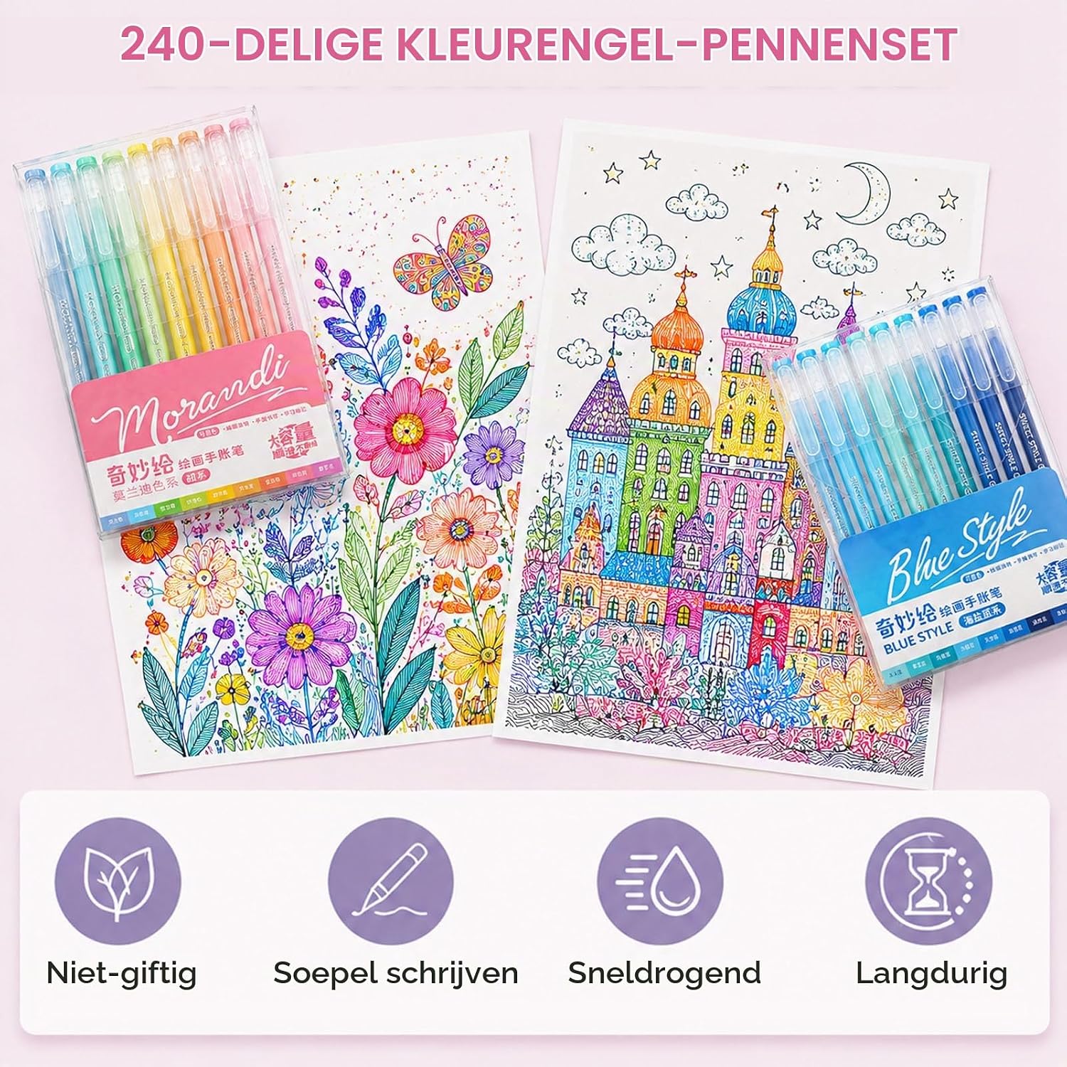 Detalle 1 de Caloryx ASI-GEL-240pcs gelpennen, 240 stuks met 231 kleuren en fijne punt