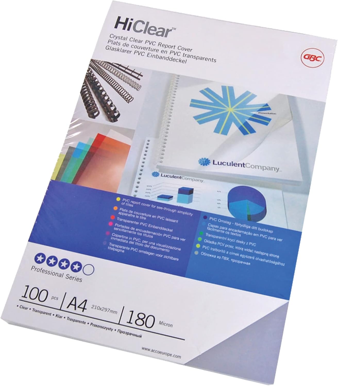 Detalle de GBC HiClear Binding Covers 250 micron A4 Clear (Pack of 50) – 41605E