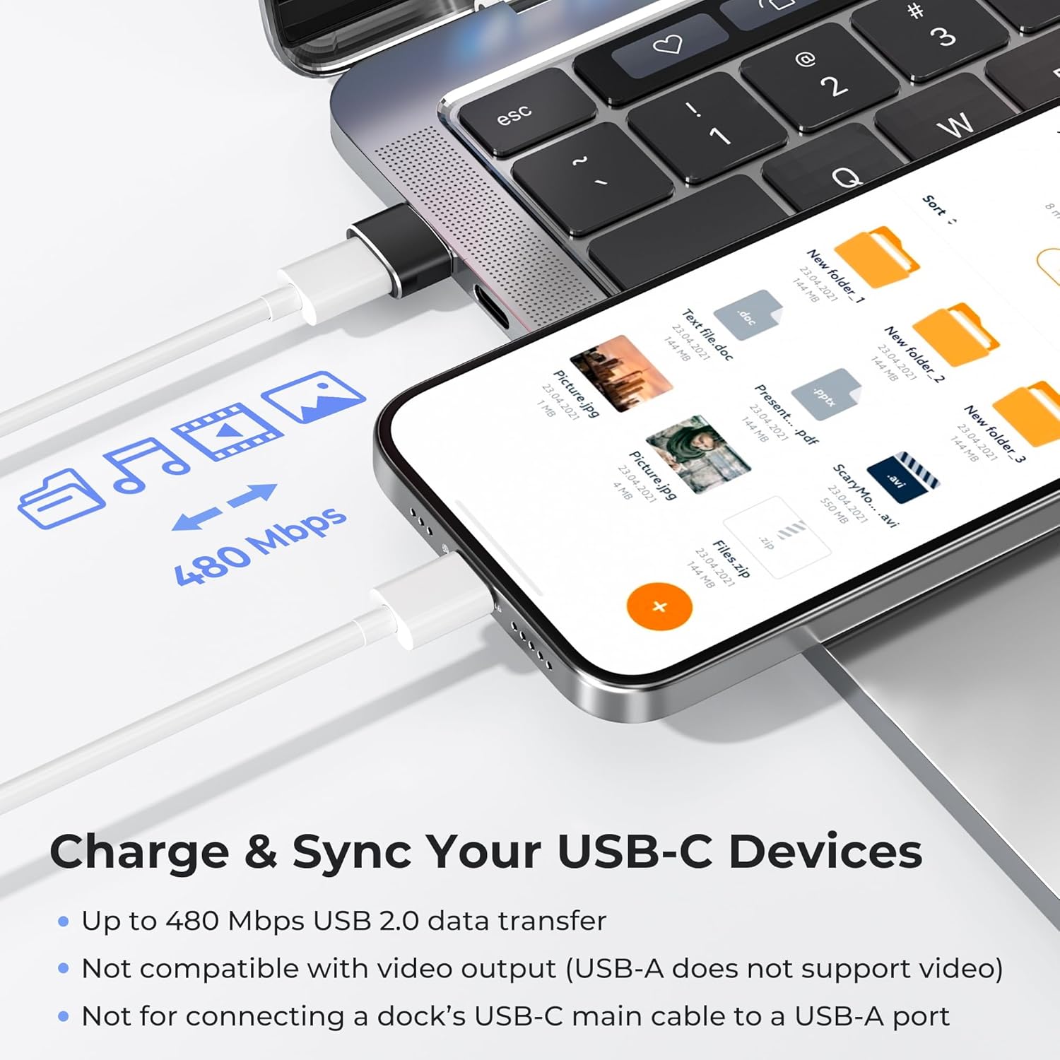 Detalle 2 de BASESAILOR USB C to USB A adapter 3-pack