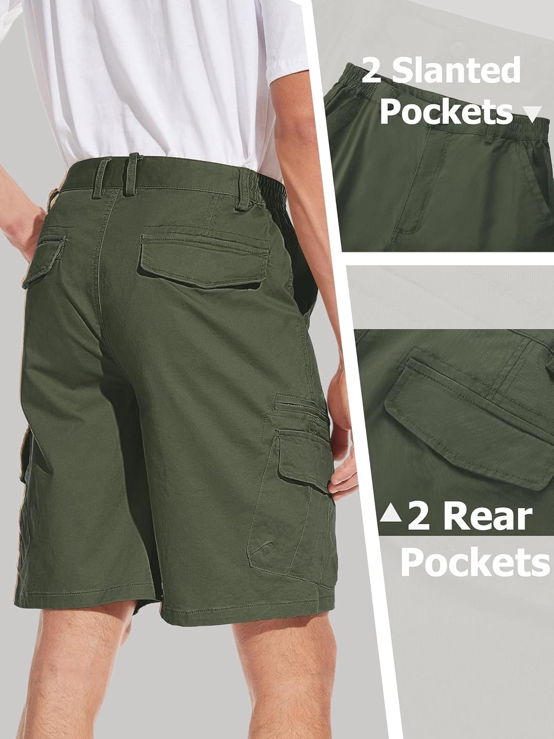 Thumbnail 4 de TACVASEN Men's Cargo Shorts with Elasticated Waist and Multi Pockets