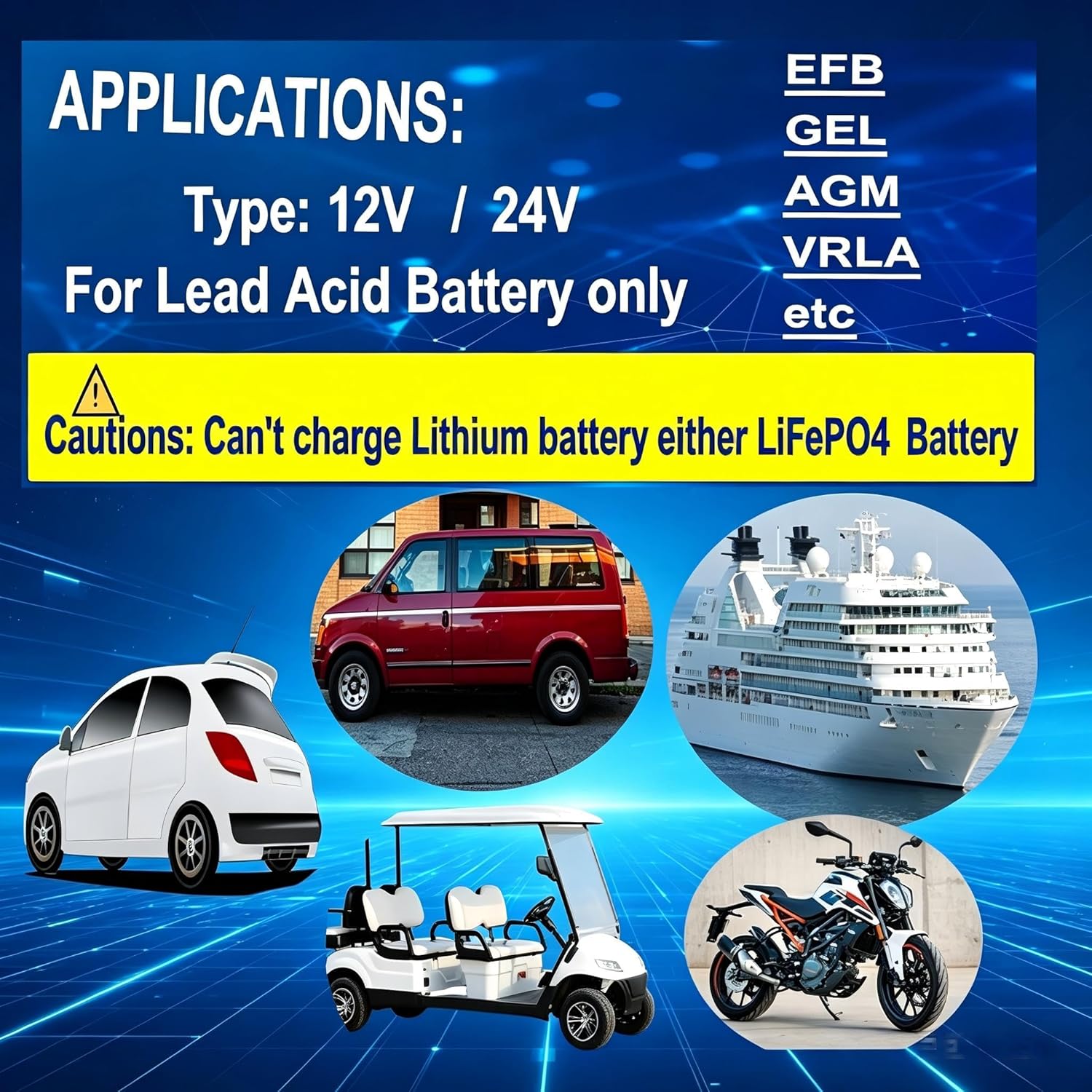 Thumbnail 4 de Etrogo 12V 24V Car Battery Charger 10A