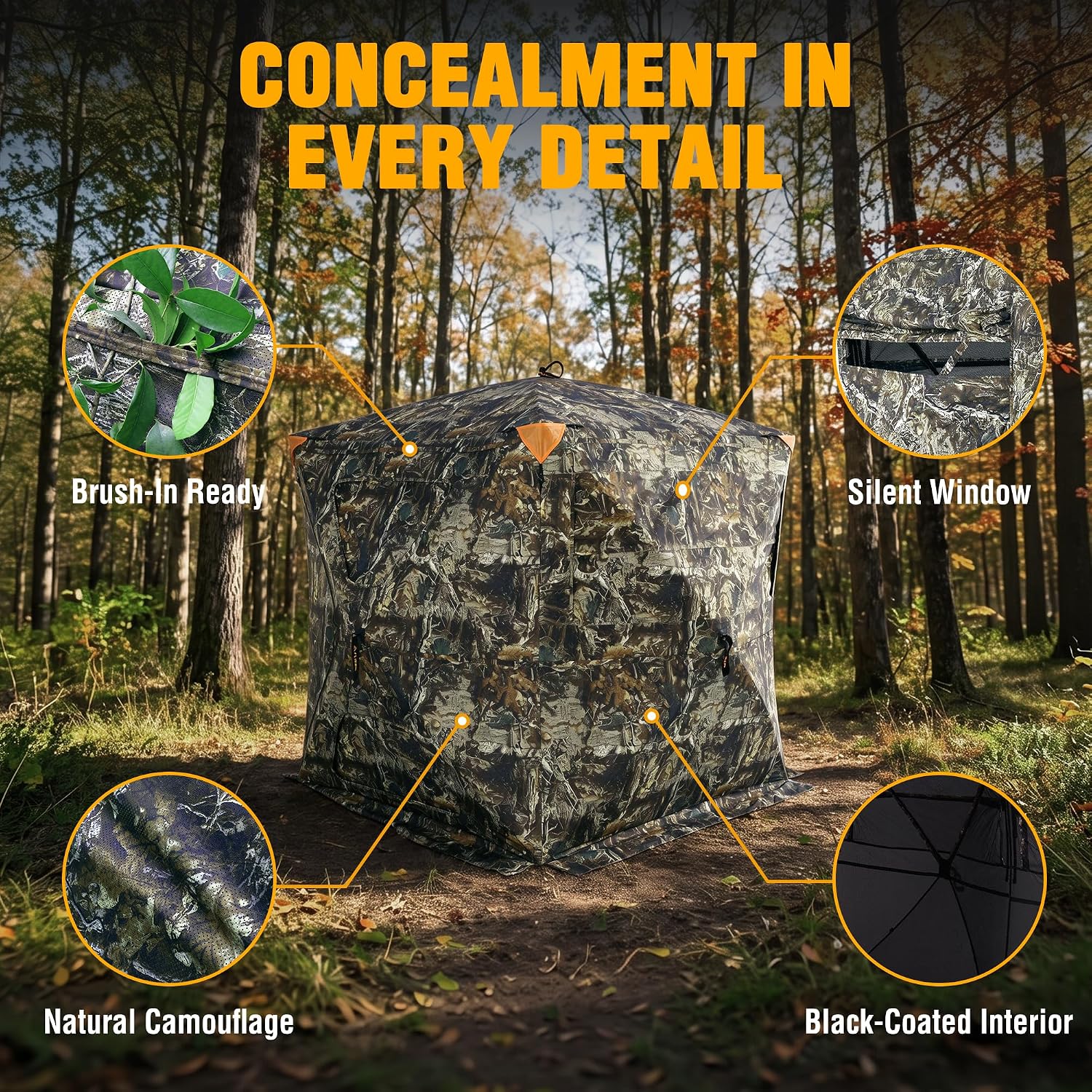 Detalle 2 de FLISSA F091141AE Hunting Blind, 360° Visibility, Pop-Up, 3–4 Person
