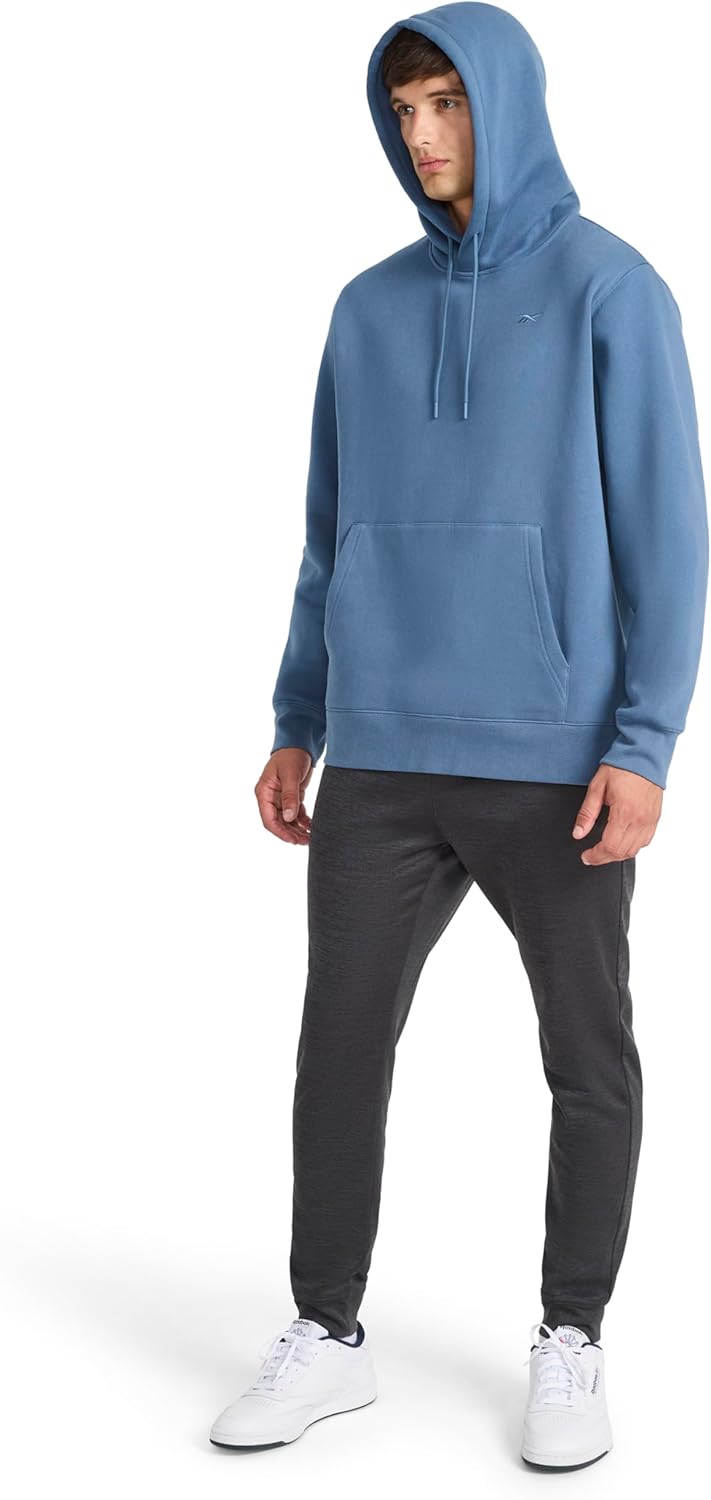 Detalle de Reebok Men’s Finisher Hoodie — Standard Fit, Midweight Cotton-Poly Fleece