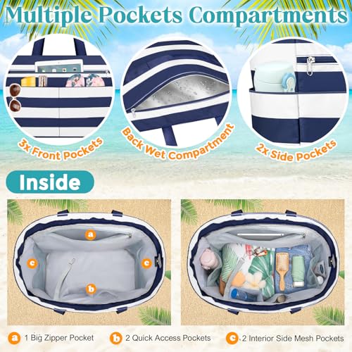 Detalle de ENONEO Bolsa de Playa Grande XXL con Cremallera: resistente, impermeable y práctica para toda la familia