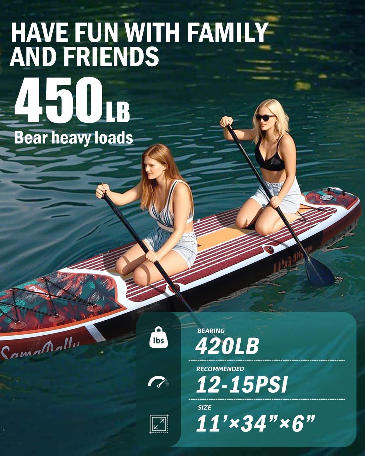 Detalle de SamaDally Inflatable Stand Up Paddle Board — Ultra Stable Wide Design with Full Accessory Kit