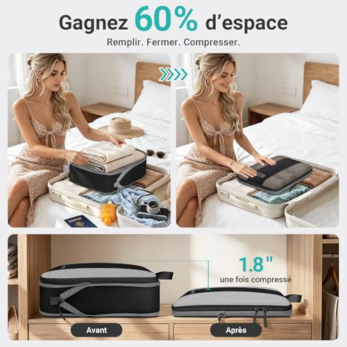 Detalle 2 de Organisateur Valise 8 Pièces Estaviva – Pack Compression Voyage en Polyester Premium