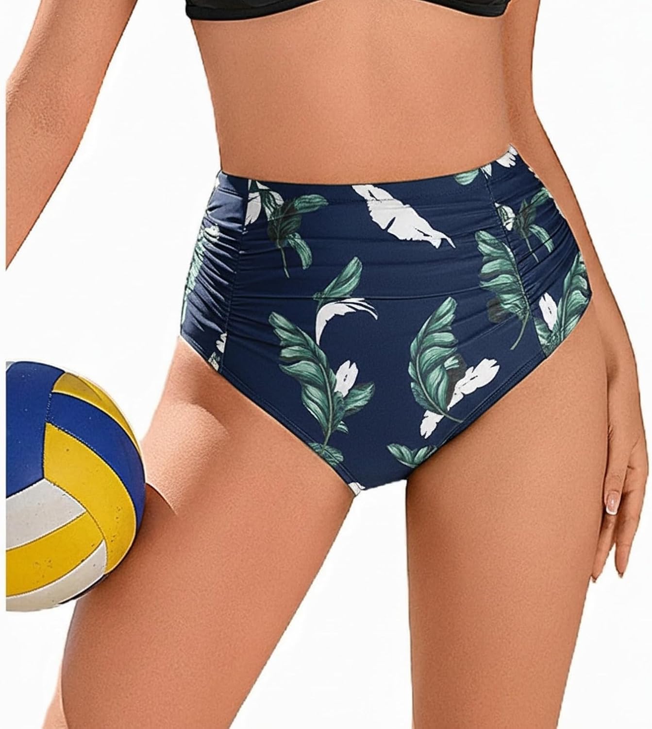 Thumbnail 6 de Ekouaer Slip Costume Donna Vita Alta con Arricciature – Slip Bikini pieni di fascino e comfort