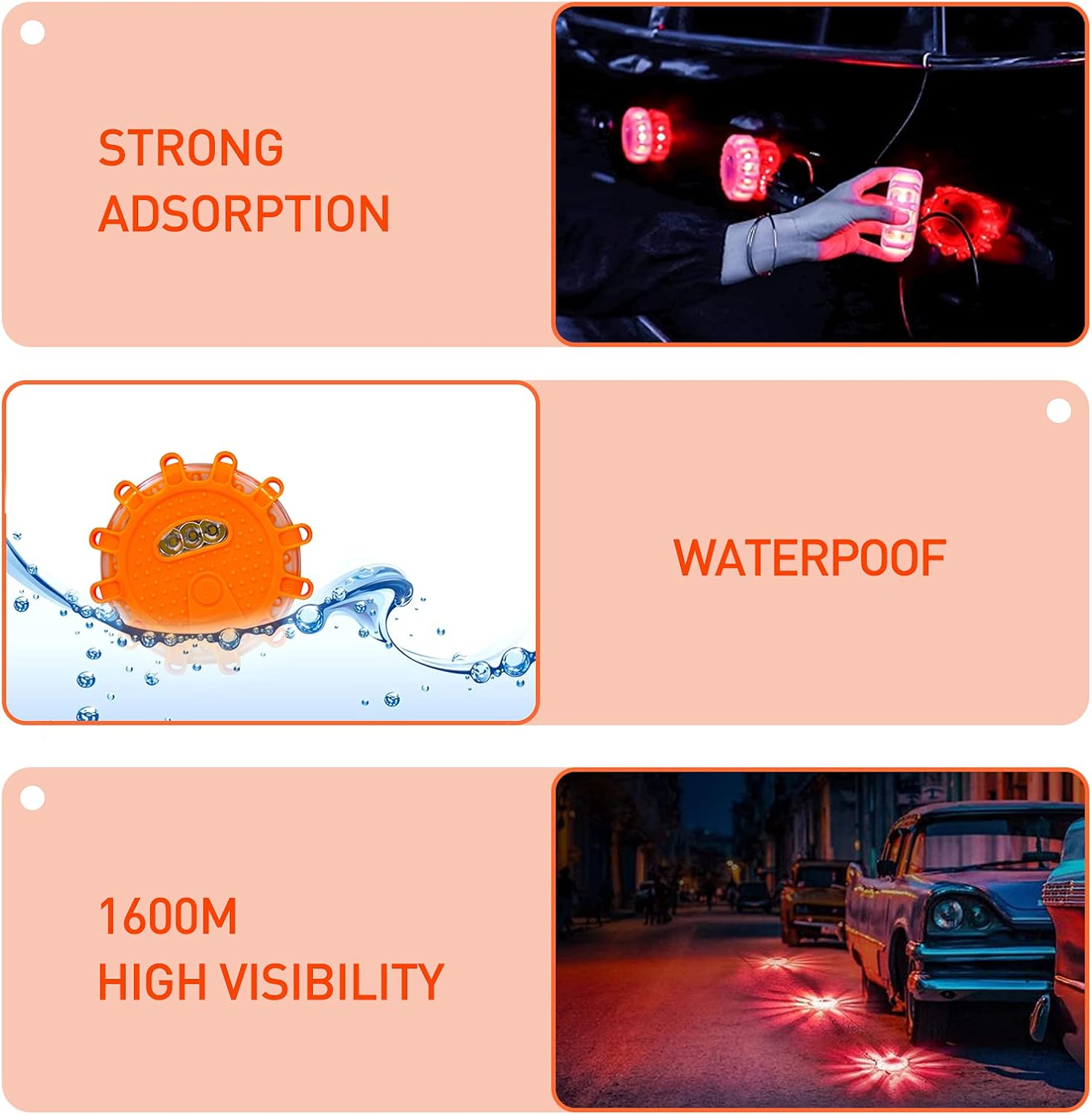 Detalle 2 de Kitgo 6 Pack LED Road Flares Emergency Light Kit 🚨