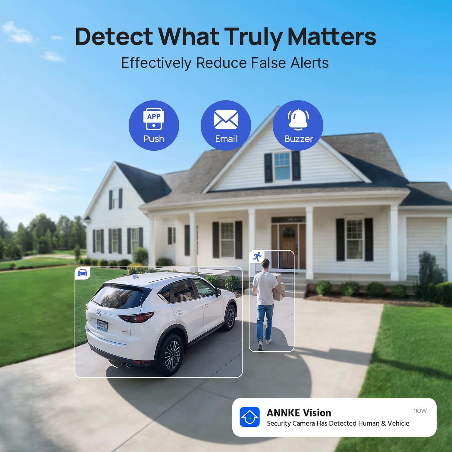 Detalle de ANNKE H500 3K 5MP PoE Security Camera System with 4 Outdoor Cameras, AI Detection, and 2TB NVR