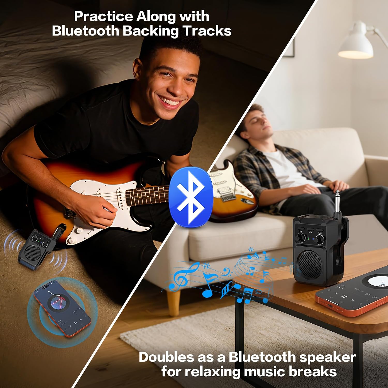 Detalle 1 de ZealSound Q1 5W Mini Guitar Amp with Bluetooth and Four Built-In Effects