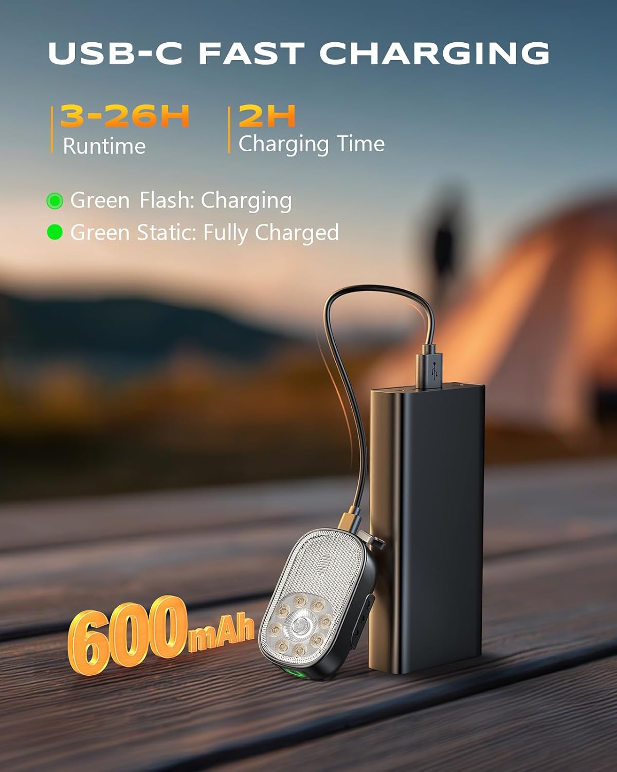 Detalle 2 de CIRYCASE Running Light 10-mode rechargeable torch 🔦