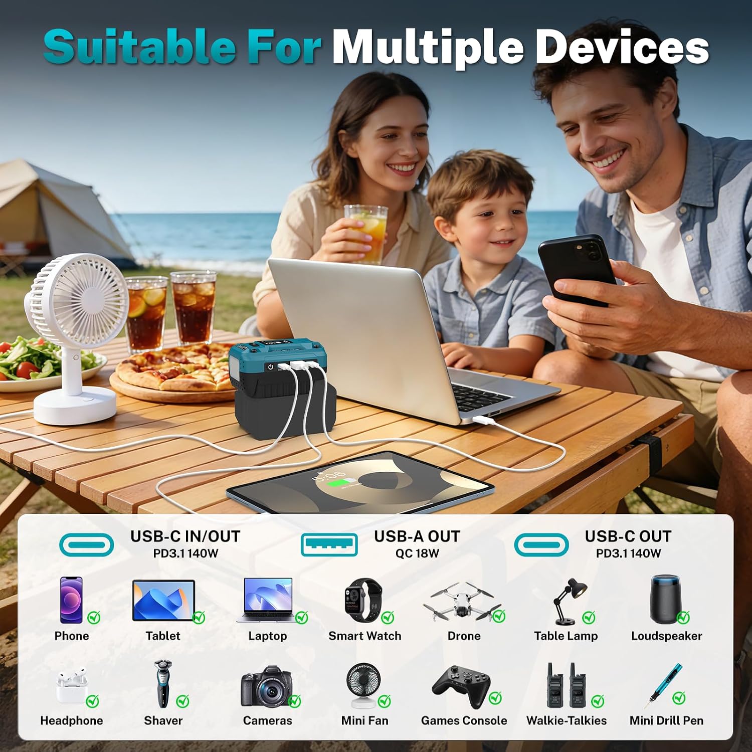 Detalle 1 de USB Battery Charger Adapter for Makita 18V Batteries