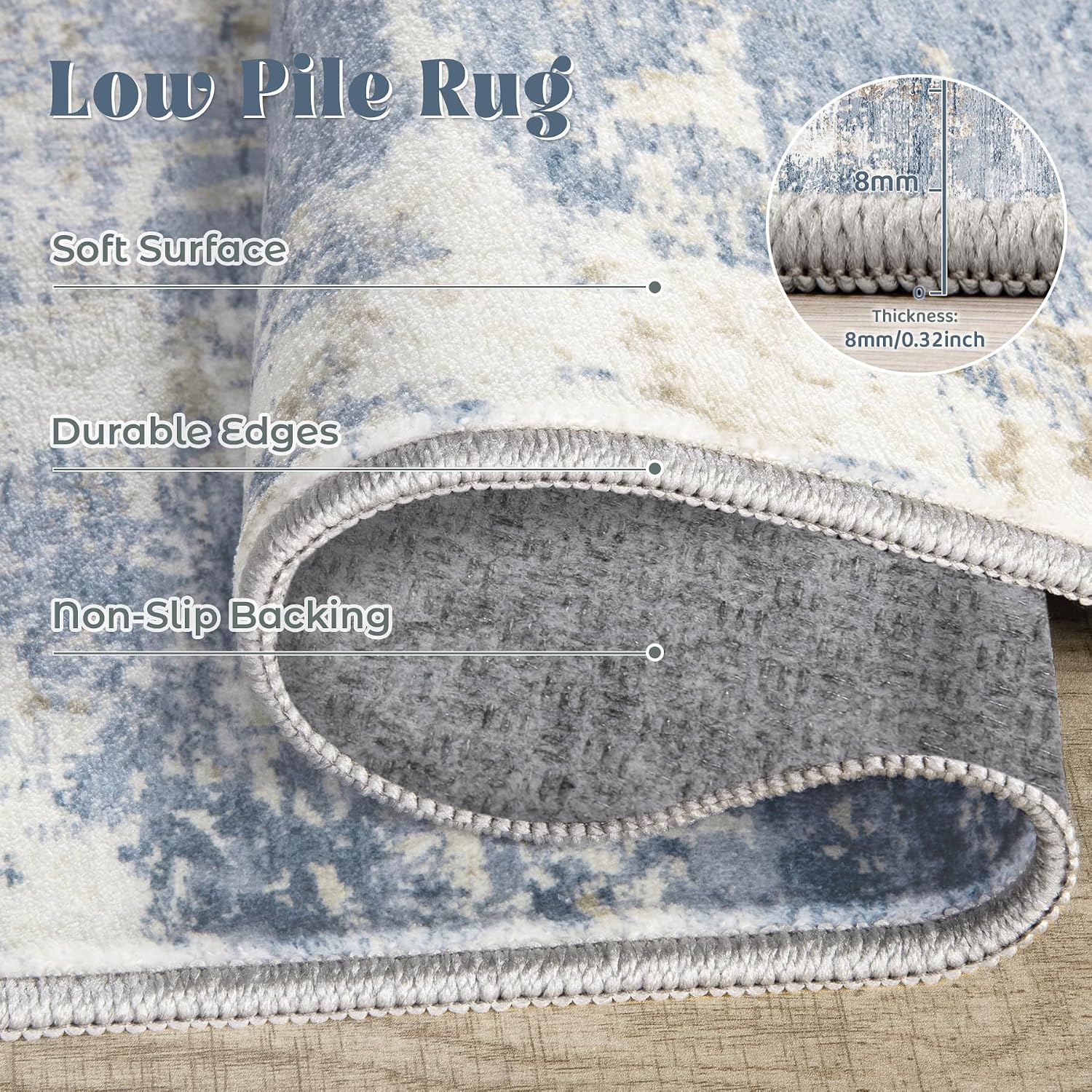 Thumbnail 5 de XLUEZ 10x14 Area Rug: Washable, Non-Slip Modern Abstract for Busy Homes