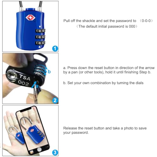 Thumbnail 4 de Diyife TSA Approved Luggage Locks with Flexible Steel Cable – Easy to Set Up