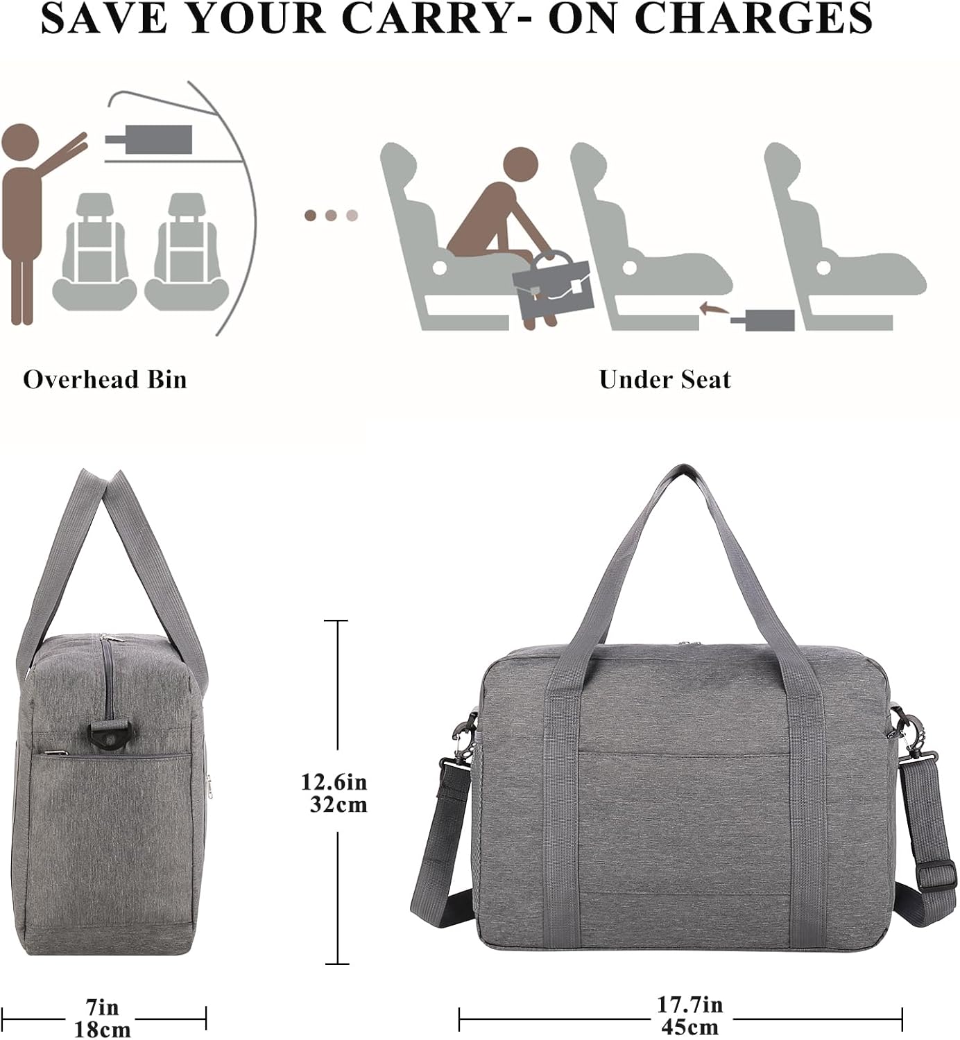 Thumbnail 1 de lifwimner Underseat Cabin Bag for EasyJet 45x32x18cm – 25L with Wet Pocket and Dual-Zip Convenience