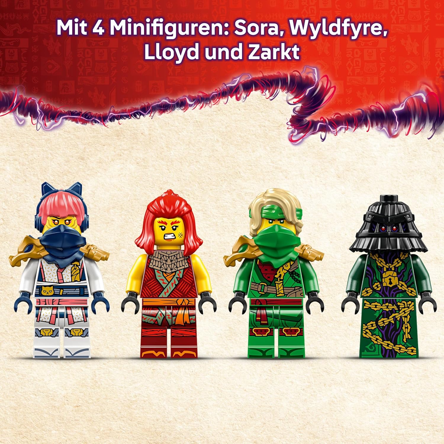 Detalle de LEGO NINJAGO Rontu der Meisterdrache – Beweglicher Drachenfigur mit Shootern, 4 Minifiguren (71842)