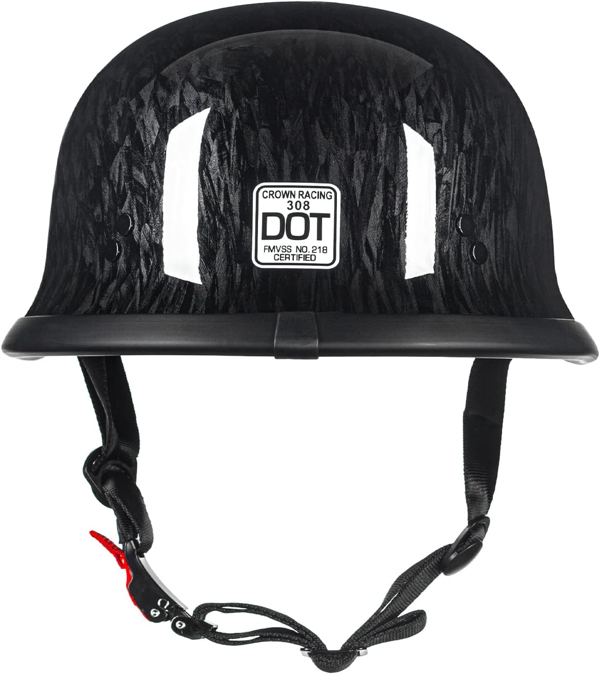 Thumbnail 2 de Crown Racing Model-308 German-Style Half Motorcycle Helmet (DOT Approved)