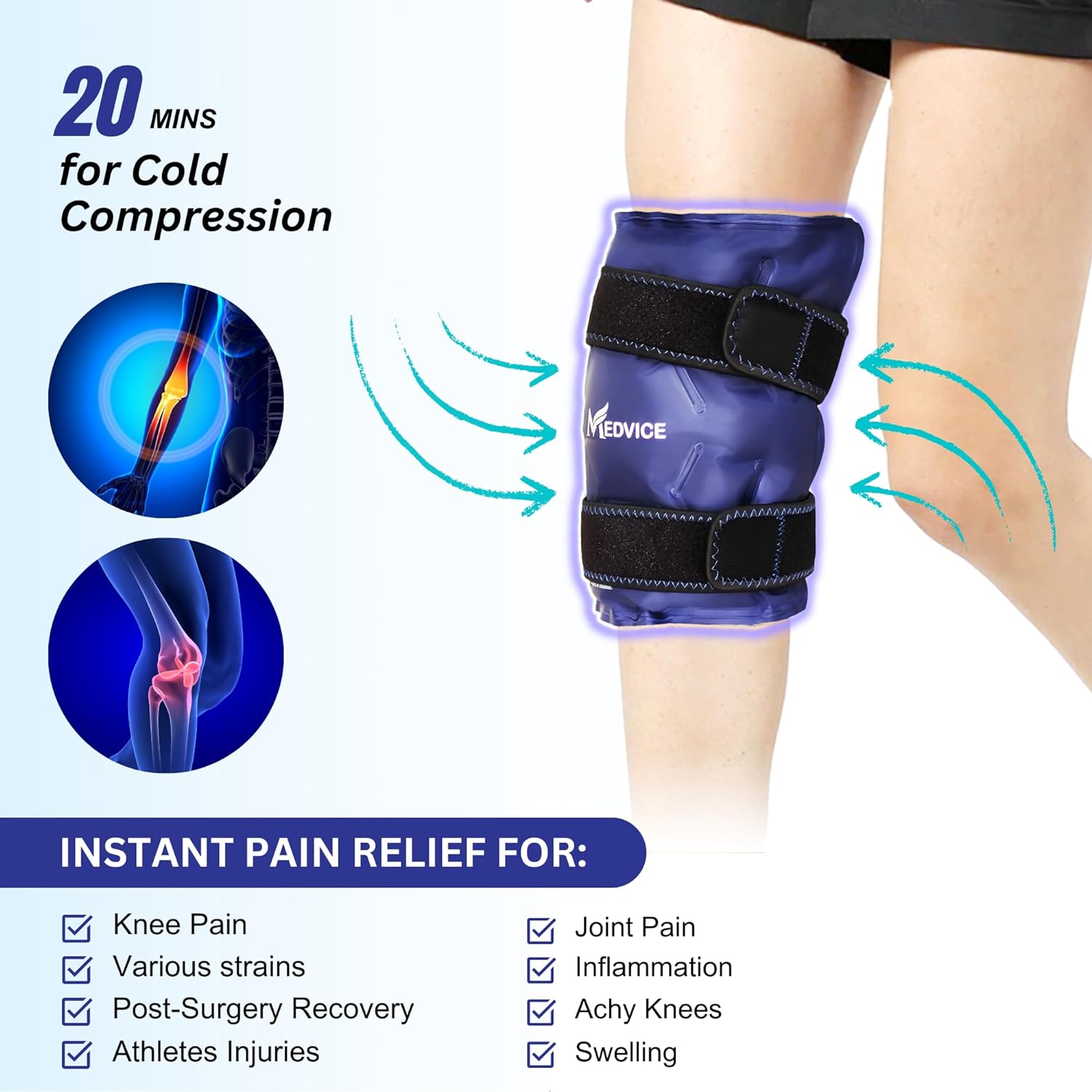 Thumbnail 2 de MEDVICE MDVKNEEPCK Knee Ice Pack Wrap with Cold Compression, Adjustable Straps