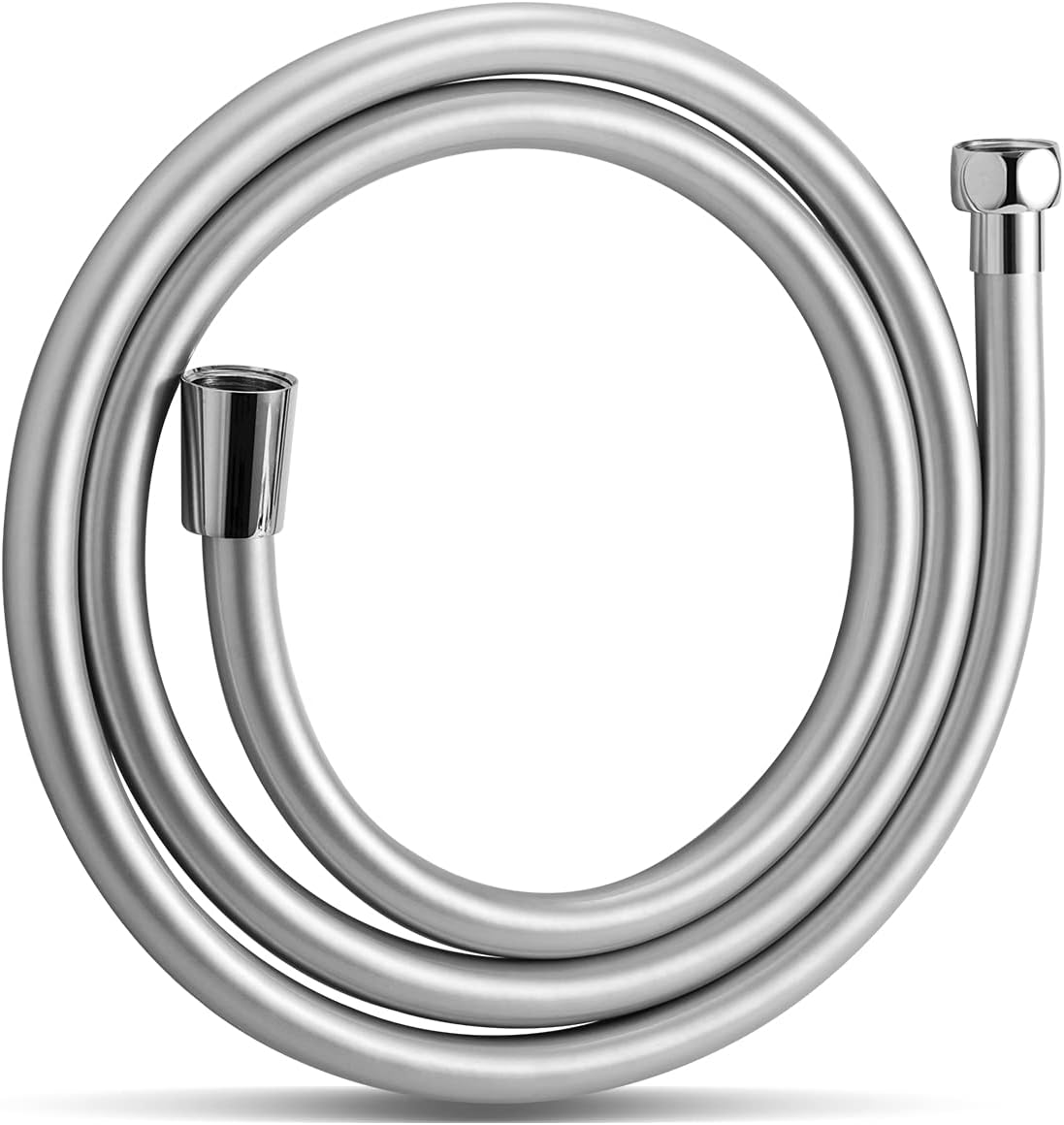 OFFO Flexible de Douche 1.2m – Tuyau en PVC avec protection anti-torsion, argenté