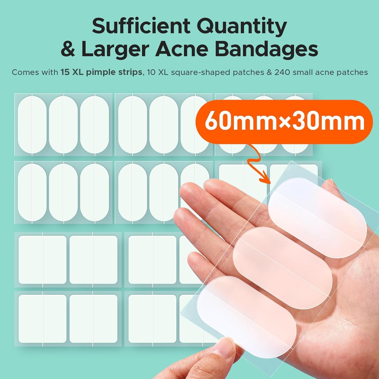 Detalle de TKTK Large Pimple Patches (XL Hydrocolloid) 265 Count for Face & Body Zits