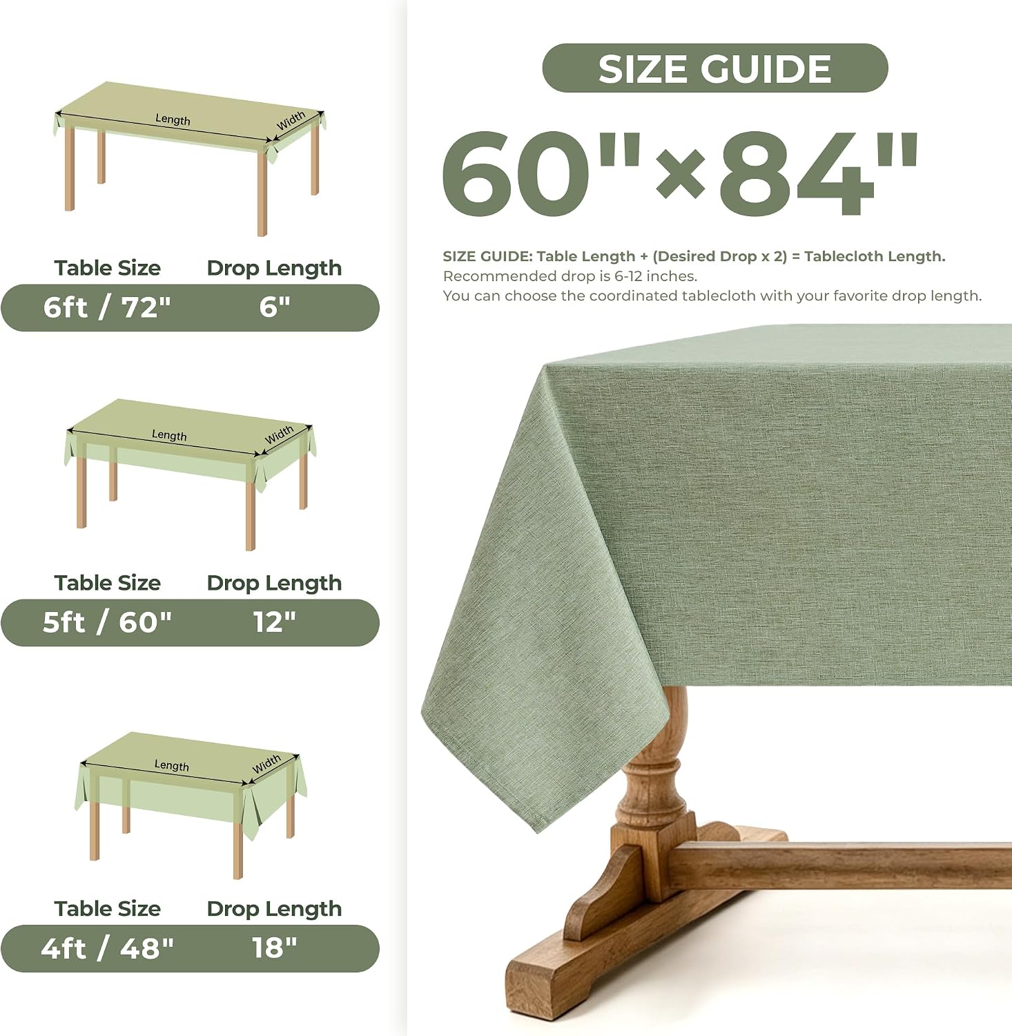 Detalle 1 de Decorelia Rectangular Tablecloth, 60 x 84 Inch