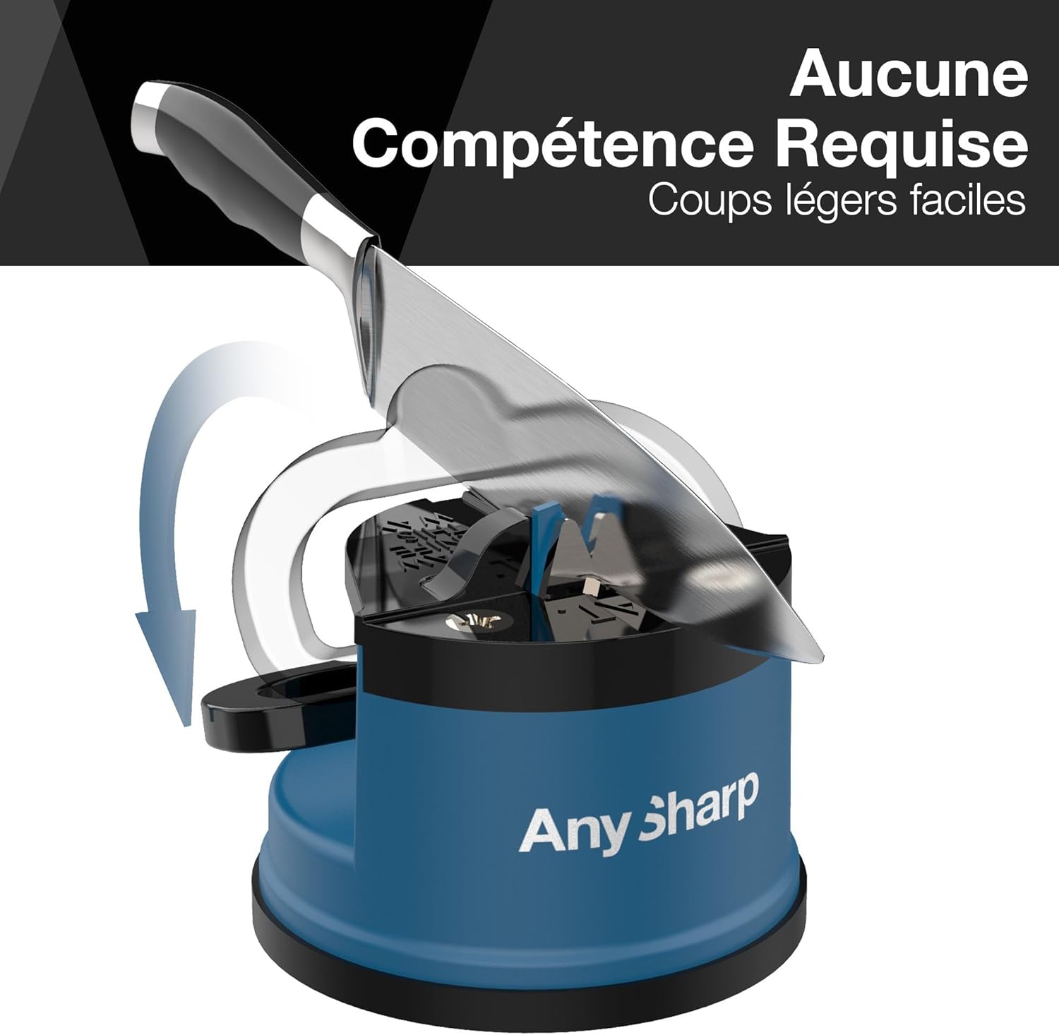 Thumbnail 1 de AnySharp Aiguiseur de Couteaux avec Ventouse PowerGrip — Sécurité mains libres, 20° pré-réglé, pour acier trempé et dents