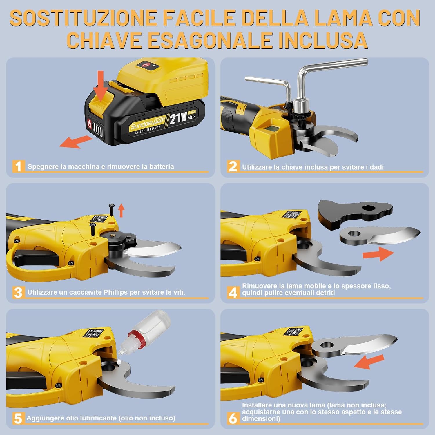 Thumbnail 6 de SundpeyPRO Forbici Potatura Elettriche: doppia batteria, taglio fino a 30 mm, motore brushless