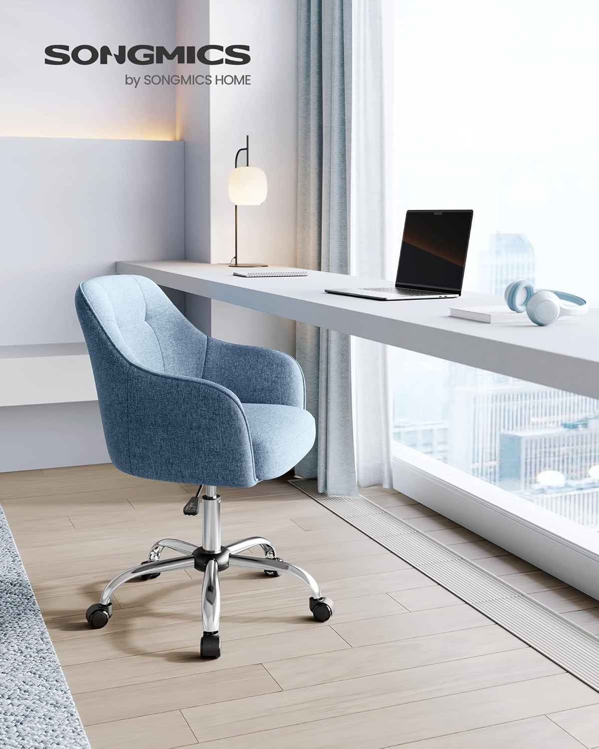 Thumbnail 1 de SONGMICS Homeoffice Stuhl OBG019Q01 – höhenverstellbarer Drehstuhl, blau, 110 kg Belastbarkeit
