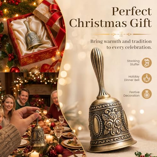 Thumbnail 5 de DomeStar Vintage Brass Hand Bell — Elegant Victorian-Style Call Bell for Bedside, Events, and Holiday Gatherings